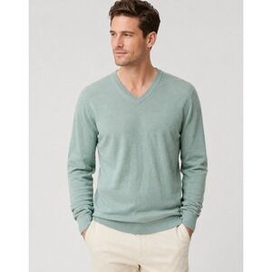Banana Republic Luxury Silk Cotton Cashmere VNeck Sweater Sage Green Men's Small